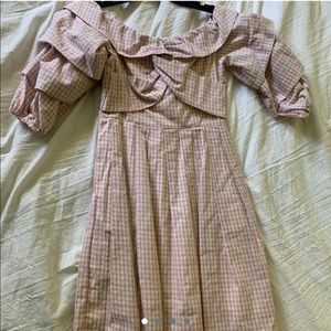 JOA x Chriselle plaid dress